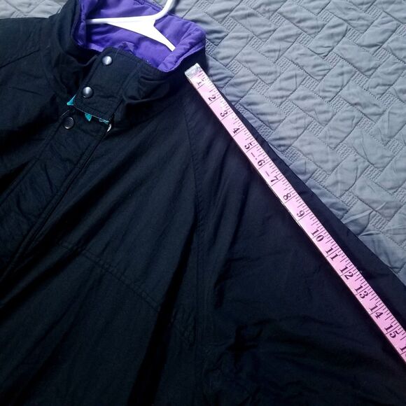 Vintage St. Johns Bay Men's L Ski Coat Jacket Black/Purple 80s 90 100% Nilon - Picture 9 of 12